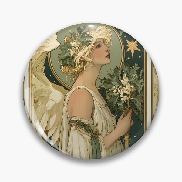 Item preview, Art nouveau Christmas angel card designed and sold by MendaciousMina.