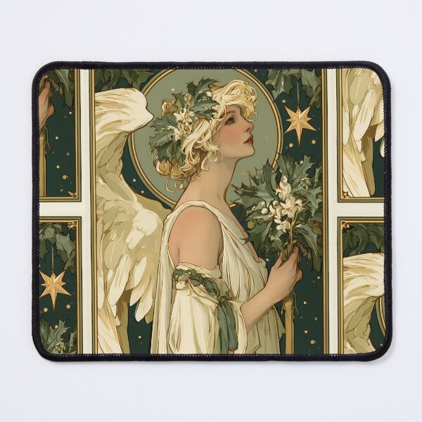 Item preview, Art nouveau Christmas angel card designed and sold by MendaciousMina.