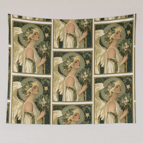 Item preview, Art nouveau Christmas angel card designed and sold by MendaciousMina.
