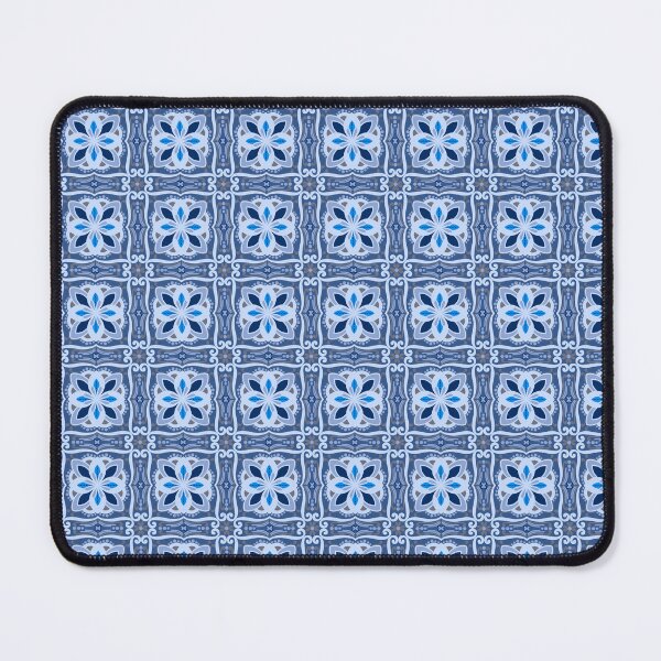 Item preview, Blue Floral Tile Pattern – Elegant Vintage Geometric Floral Design designed and sold by Rukhscreations.