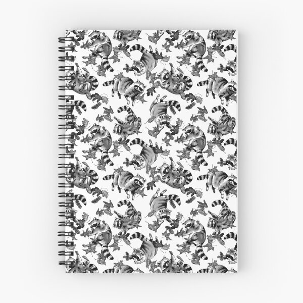 Item preview, Falling Raccoons and Leaves Monochrome designed and sold by Kelsey Worth.