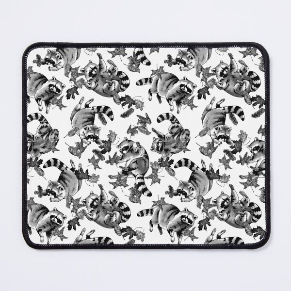 Item preview, Falling Raccoons and Leaves Monochrome designed and sold by Kelsey Worth.