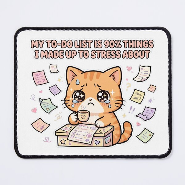 Item preview, My To-Do List Is 90% Things I Made Up To Stress About - Cute Anxious Orange Cat designed and sold by Interactive-Art.