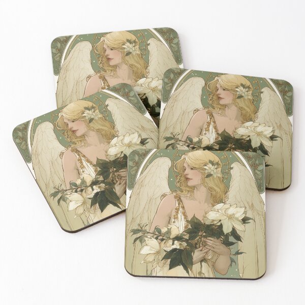 Item preview, Art nouveau Christmas angel card designed and sold by MendaciousMina.