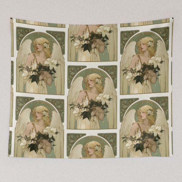 Item preview, Art nouveau Christmas angel card designed and sold by MendaciousMina.