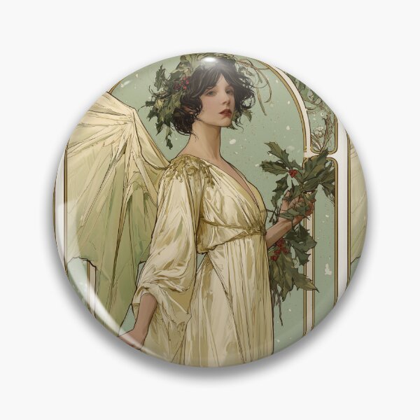 Item preview, Art nouveau Christmas angel card designed and sold by MendaciousMina.