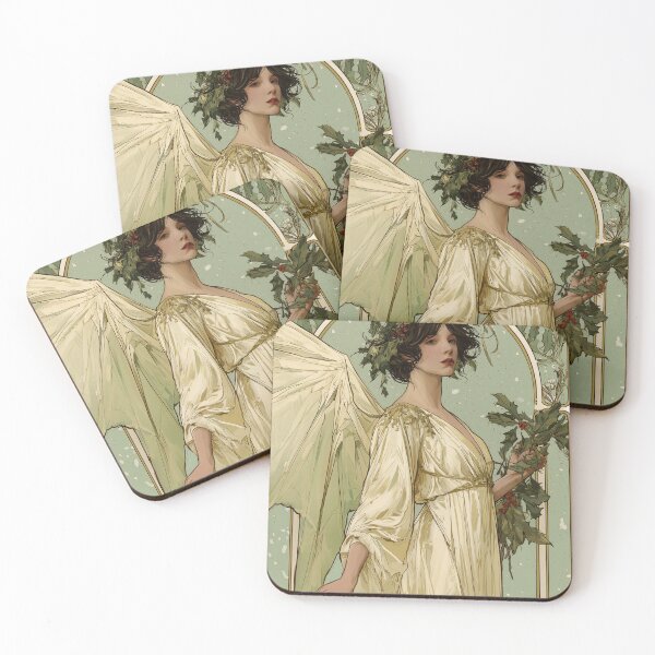 Item preview, Art nouveau Christmas angel card designed and sold by MendaciousMina.