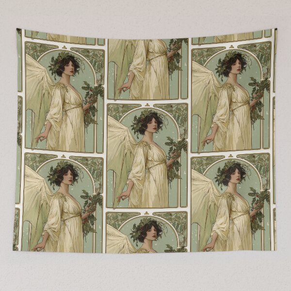 Item preview, Art nouveau Christmas angel card designed and sold by MendaciousMina.