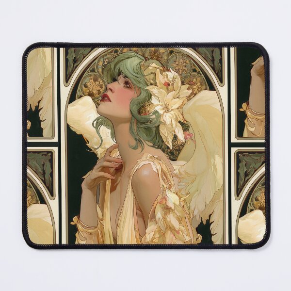 Item preview, Art nouveau Christmas angel card designed and sold by MendaciousMina.