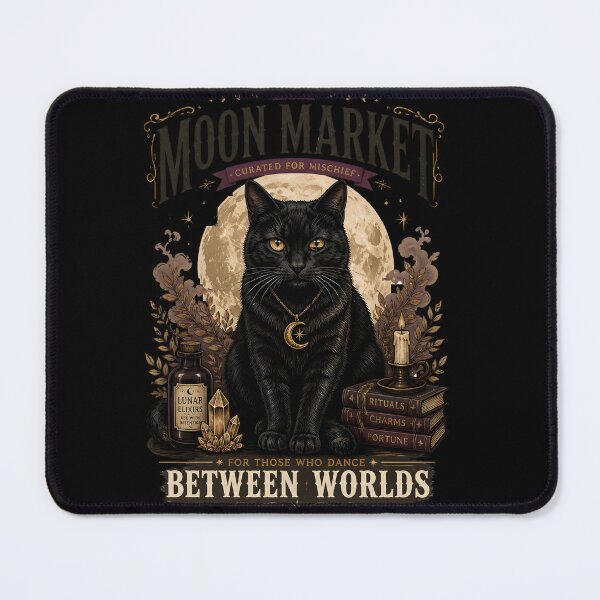 Item preview, Moon Market Cat Gothic Folk Illustration Halloween designed and sold by BernoNickel.