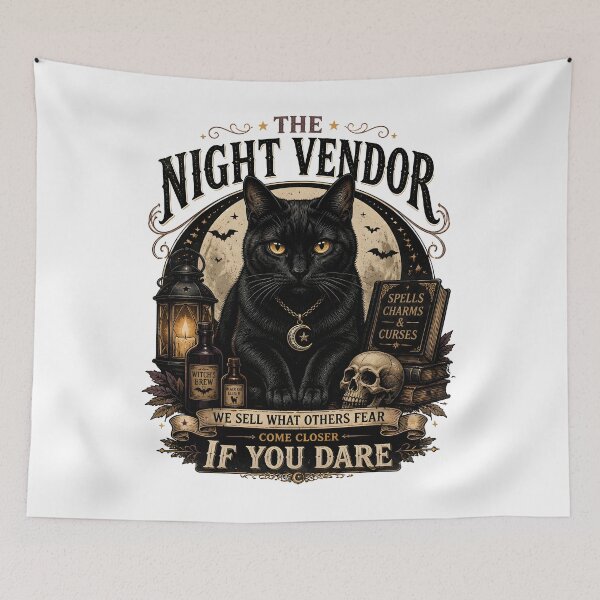 Item preview, Night Market Cat Retro Halloween Poster Halloween designed and sold by BernoNickel.