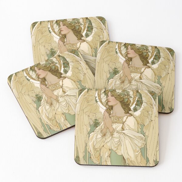 Item preview, Art nouveau Christmas angel card designed and sold by MendaciousMina.