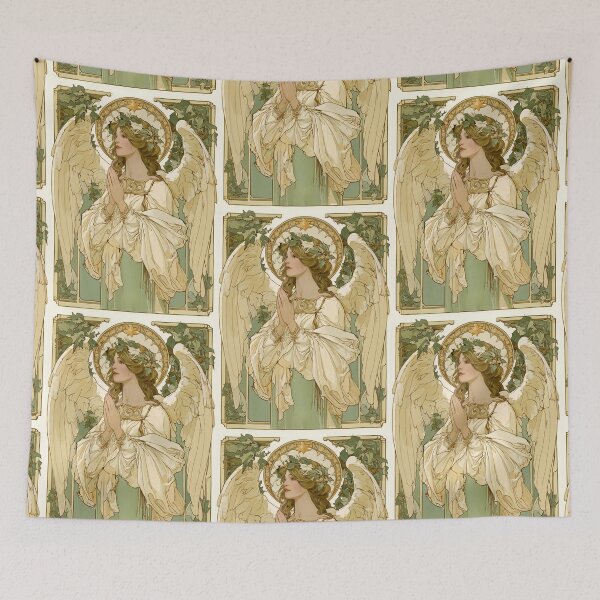 Item preview, Art nouveau Christmas angel card designed and sold by MendaciousMina.