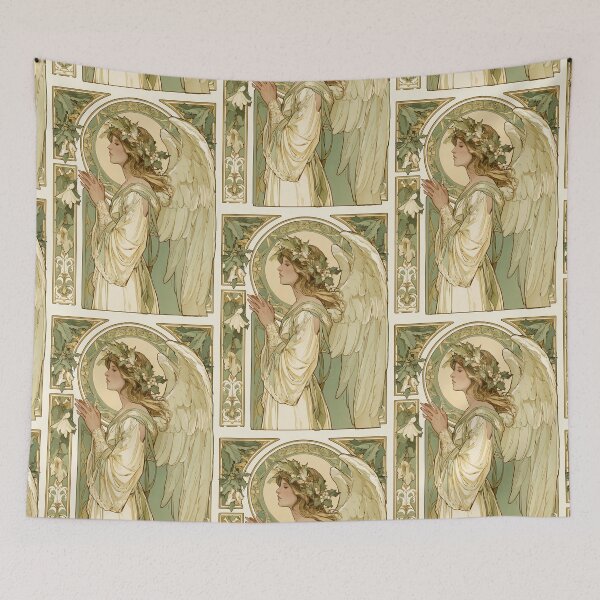 Item preview, Art nouveau Christmas angel card designed and sold by MendaciousMina.