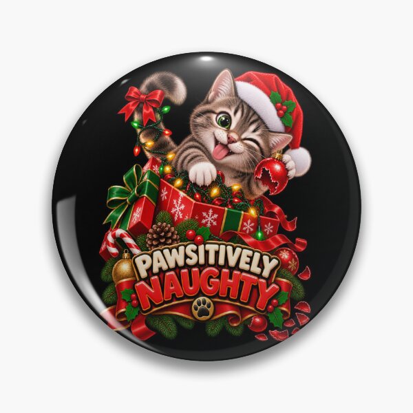 Item preview, Pawsitively Naughty Funny Christmas Cat Kitten Gift Mischief designed and sold by StaticEmpire.