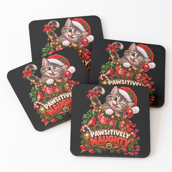 Item preview, Pawsitively Naughty Funny Christmas Cat Kitten Gift Mischief designed and sold by StaticEmpire.