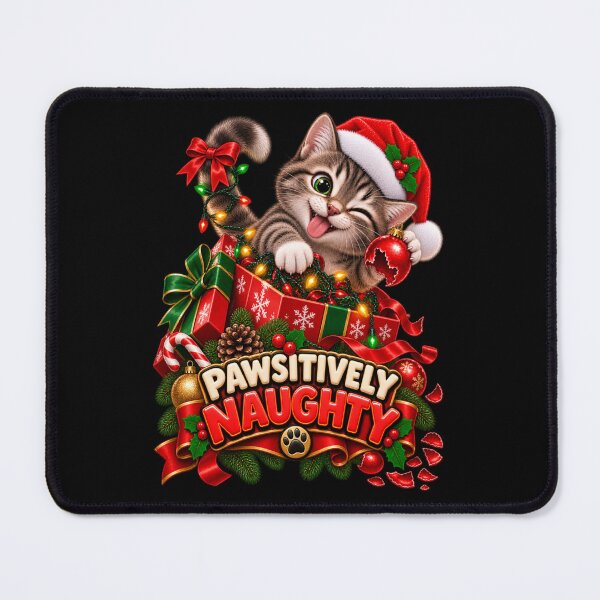 Item preview, Pawsitively Naughty Funny Christmas Cat Kitten Gift Mischief designed and sold by StaticEmpire.