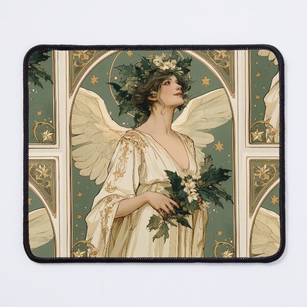 Item preview, Art nouveau Christmas angel card designed and sold by MendaciousMina.