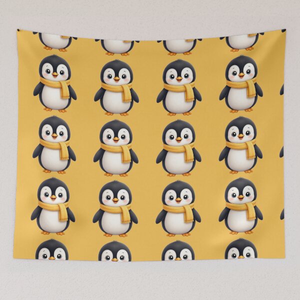 Item preview, Cute Penguin with Yellow Scarf- Cheerful Winter Penguin designed and sold by All About DigiCraft by Fedelina.