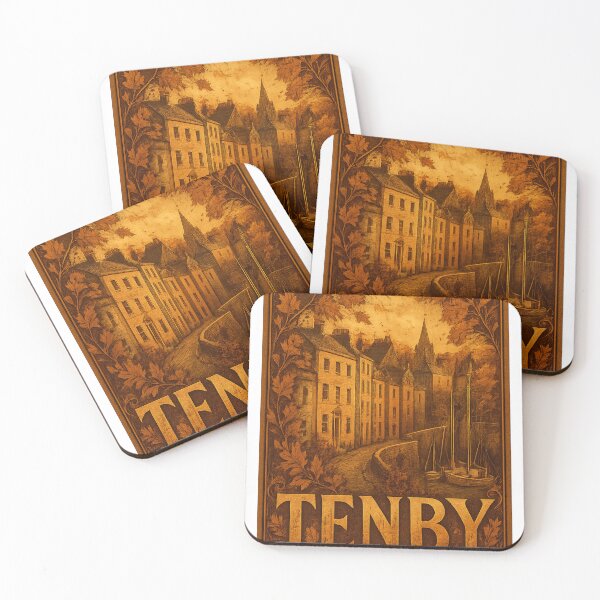Item preview, Tenby Autumn Harbor Cityscape designed and sold by Imaginarium of Chaos falcon88 .