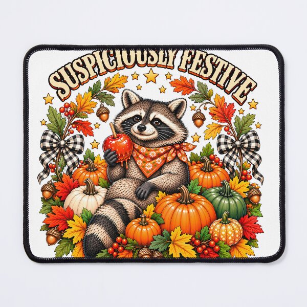 Item preview, Suspiciously Festive Raccoon – Cute Fall Pumpkin & Autumn Leaves Design designed and sold by webpatty.