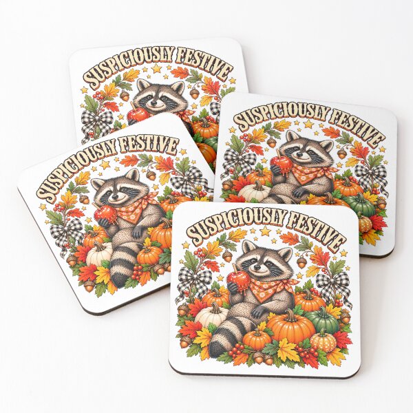 Item preview, Suspiciously Festive Raccoon – Cute Fall Pumpkin & Autumn Leaves Design designed and sold by webpatty.