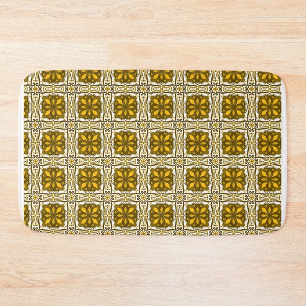 Item preview, Mustard Gold Floral Tile Pattern – Vintage Ornate Geometric Design designed and sold by Rukhscreations.