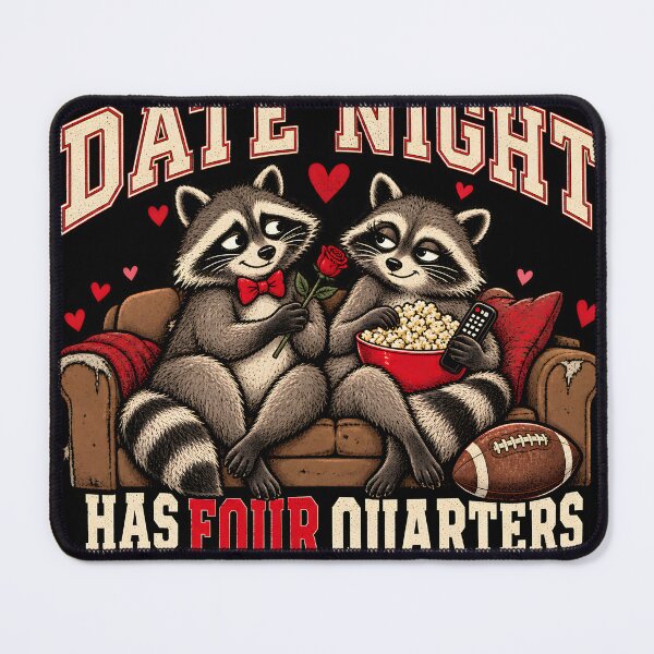 Item preview, Date Night Has Four Quarters – Funny Raccoon Football Couple designed and sold by Ajdaprint.