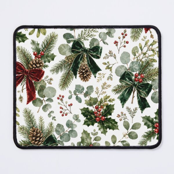 Item preview, Elegant Christmas Botanical Pattern – Velvet Bows, Holly, Pinecones & Evergreen designed and sold by DreamPixelPrint.