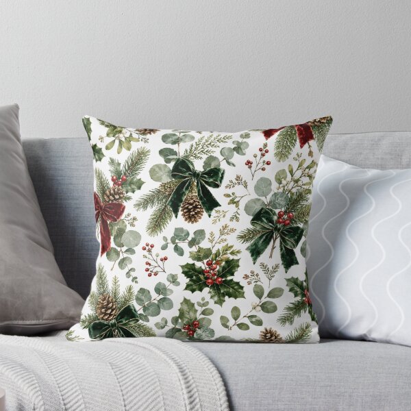 Item preview, Elegant Christmas Botanical Pattern – Velvet Bows, Holly, Pinecones & Evergreen designed and sold by DreamPixelPrint.
