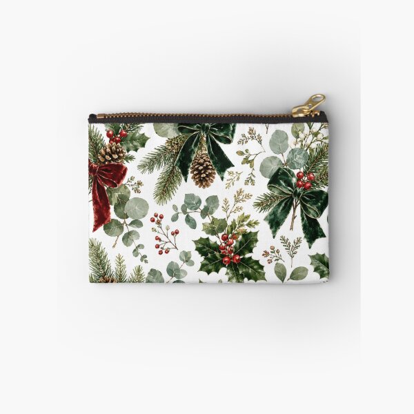 Item preview, Elegant Christmas Botanical Pattern – Velvet Bows, Holly, Pinecones & Evergreen designed and sold by DreamPixelPrint.