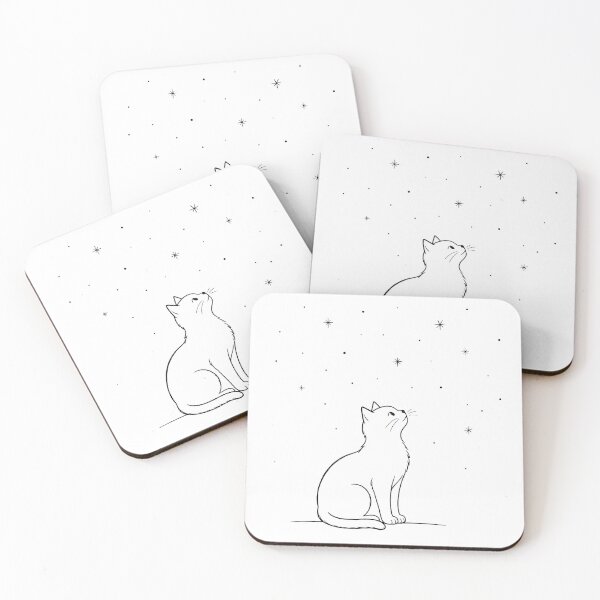 Item preview, Minimalist Cat Gazing at Stars - Line Art Design designed and sold by SimpleLinesCo.