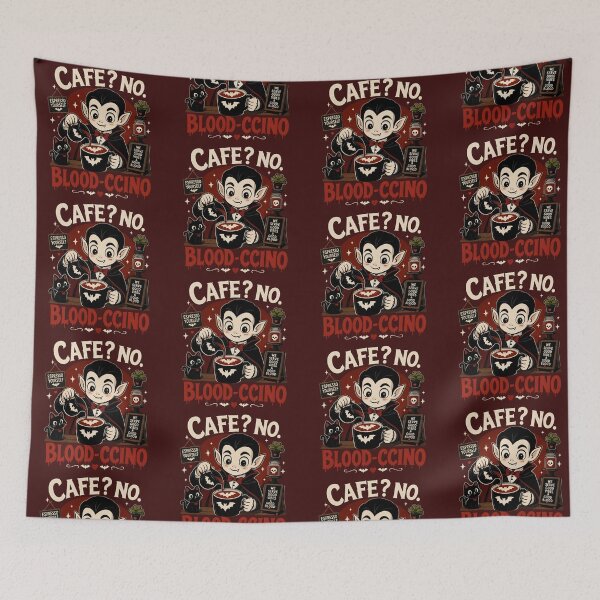 Item preview, Vampire Barista Bloodccino Funny Coffee Halloween designed and sold by CloudyCatArt.