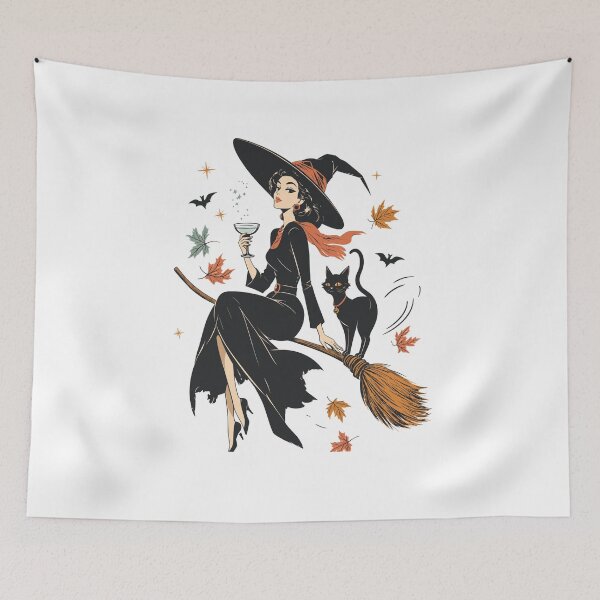 Item preview, Stylish Witch Black Cat Halloween Art designed and sold by Krasnovaovaova.