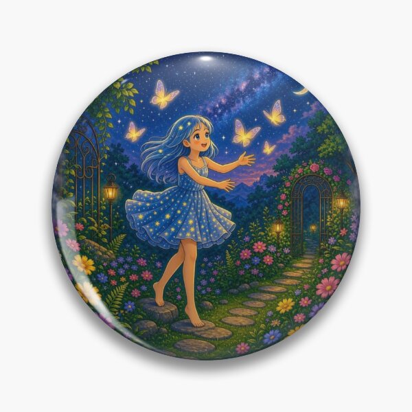Item preview, The Secret Celestial Garden: Magical Girl and Glowing Butterflies designed and sold by Breezes-of-Ida.
