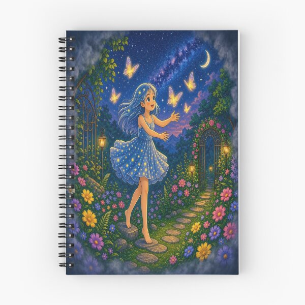 Item preview, The Secret Celestial Garden: Magical Girl and Glowing Butterflies designed and sold by Breezes-of-Ida.