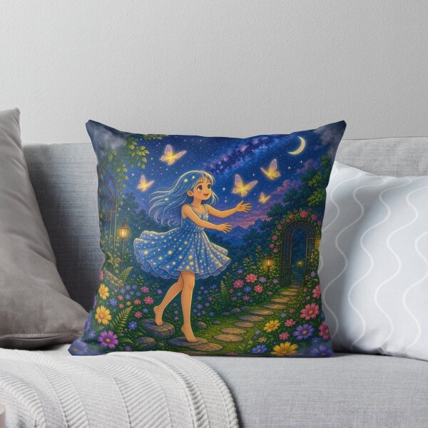 Item preview, The Secret Celestial Garden: Magical Girl and Glowing Butterflies designed and sold by Breezes-of-Ida.