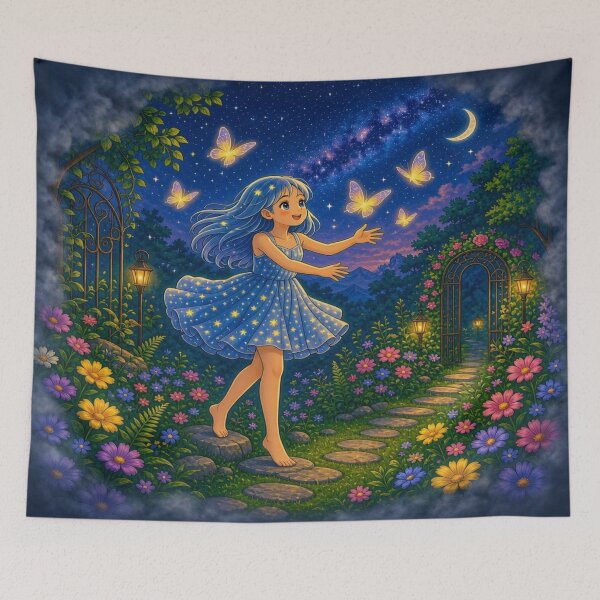 Item preview, The Secret Celestial Garden: Magical Girl and Glowing Butterflies designed and sold by Breezes-of-Ida.