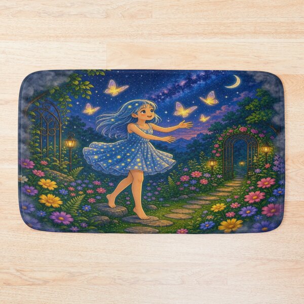 Item preview, The Secret Celestial Garden: Magical Girl and Glowing Butterflies designed and sold by Breezes-of-Ida.