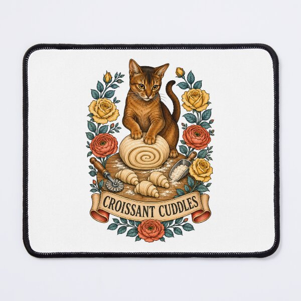 Item preview, Croissant Cuddles Cat Bakery Art designed and sold by Old's Cool Cat Studio.