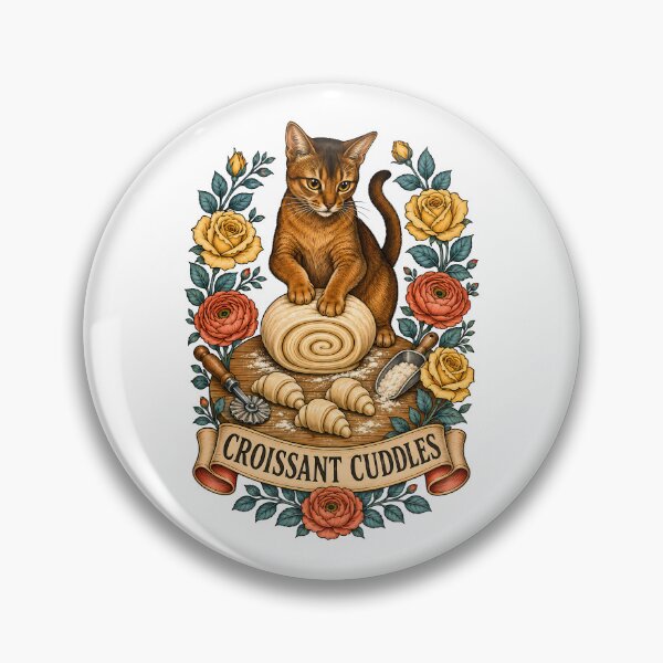 Item preview, Croissant Cuddles Cat Bakery Art designed and sold by Old's Cool Cat Studio.