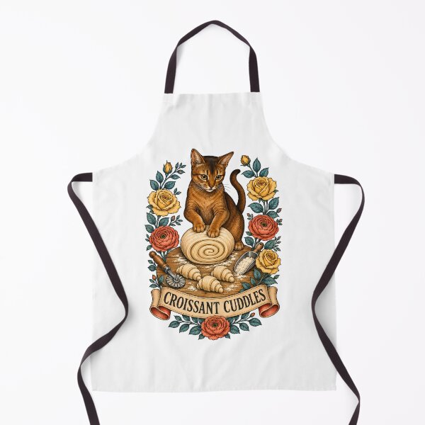 Item preview, Croissant Cuddles Cat Bakery Art designed and sold by Old's Cool Cat Studio.