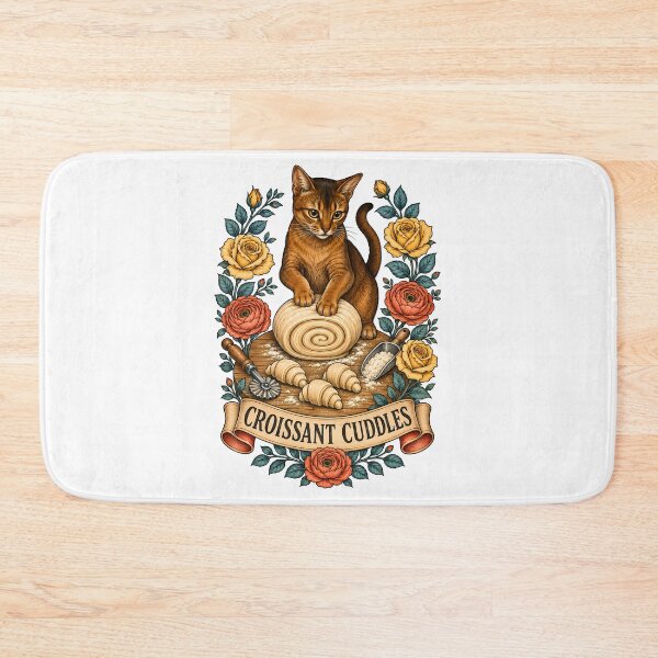 Item preview, Croissant Cuddles Cat Bakery Art designed and sold by Old's Cool Cat Studio.