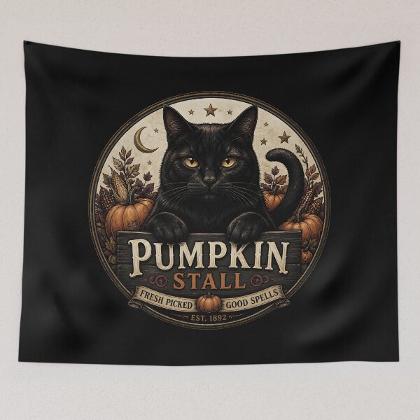 Item preview, Pumpkin Market Cat Retro Halloween Poster Halloween designed and sold by BernoNickel.