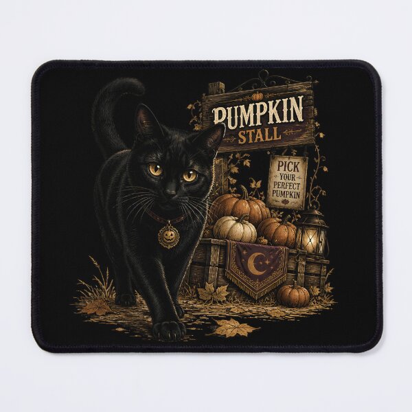 Item preview, Pumpkin Market Cat Gothic Folk Illustration Halloween designed and sold by BernoNickel.