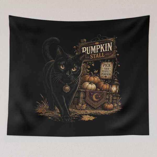 Item preview, Pumpkin Market Cat Gothic Folk Illustration Halloween designed and sold by BernoNickel.