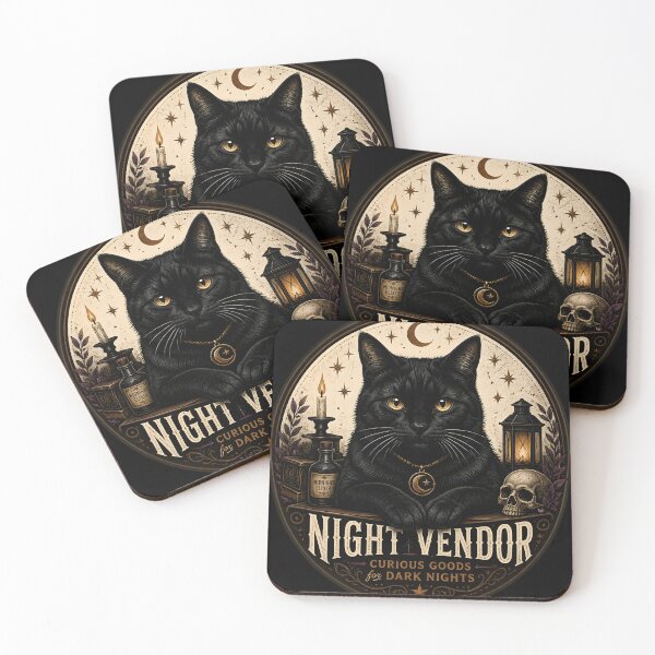 Item preview, Night Market Cat Gothic Folk Illustration Halloween designed and sold by BernoNickel.