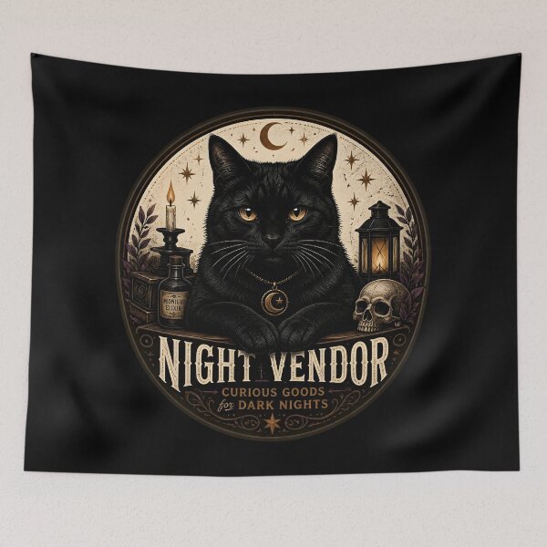 Item preview, Night Market Cat Gothic Folk Illustration Halloween designed and sold by BernoNickel.