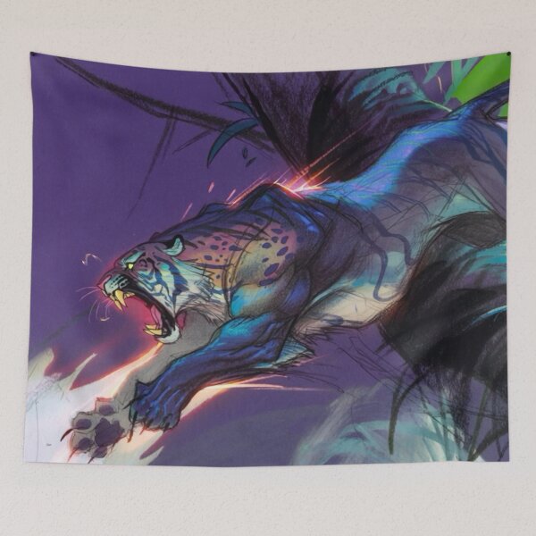Item preview, Neon Tiger Leaping through the Dark designed and sold by SabaMirzique.