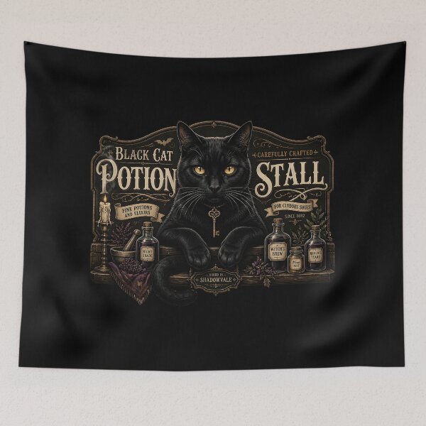 Item preview, Potion Market Cat Gothic Folk Illustration Halloween designed and sold by BernoNickel.